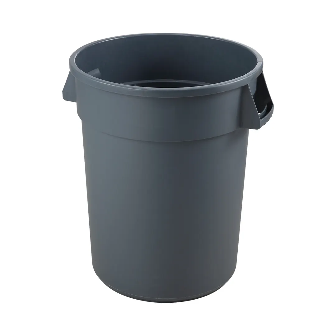 CAC China TCNC-32 Round Trash Can 32‑Gallon Gray Polyethylene Ergonomic Side Handles Stackable