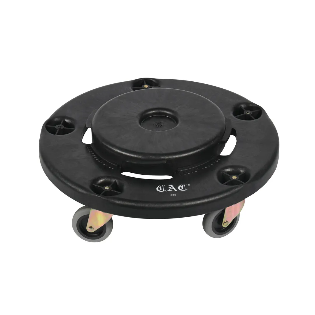 CAC China TCNC-9DL Dolly - 18" Round Black Plastic Trash Can Dolly for TCNC/IBSC Series