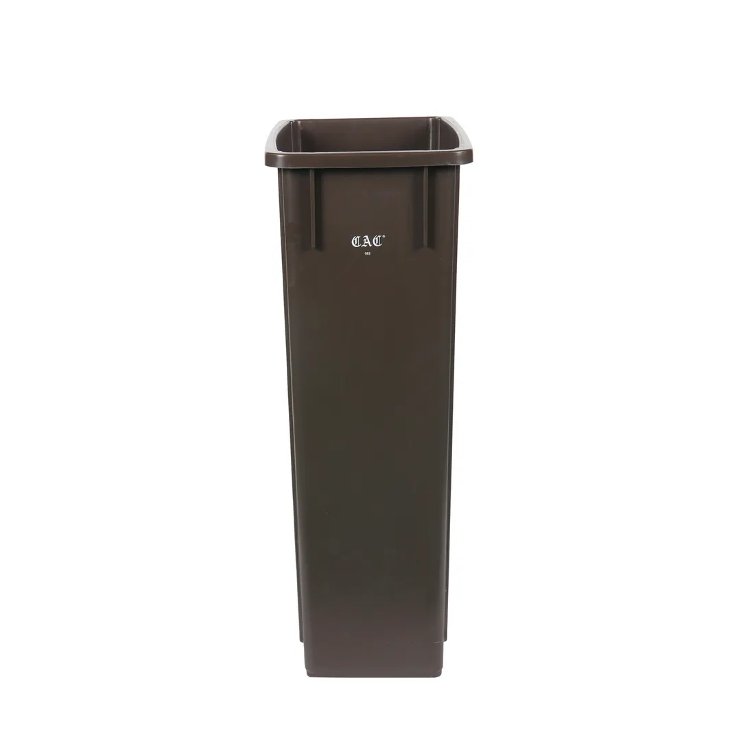 CAC China TCSL-23BN Trash Can, 23‑Gal Slim Rectangle, 29" H x 20" W, Brown Plastic, No Lid