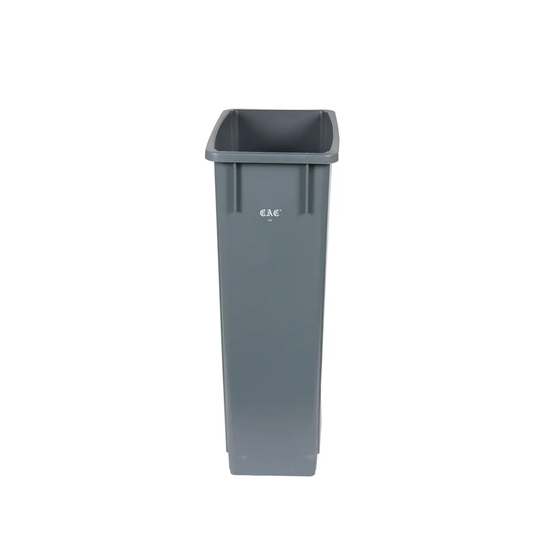 CAC China TCSL-23GY - 23 Gallon Slim Rectangle Trash Can, 29" Height, 20" Width, Gray Plastic, No Lid