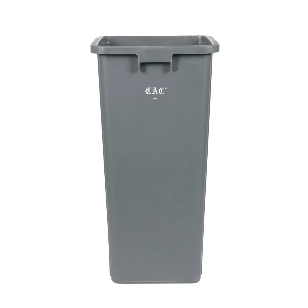 CAC China TCSQ-23GRY 23‑Gallon Square Trash Can 30" H x 15" W Gray Plastic No Lid