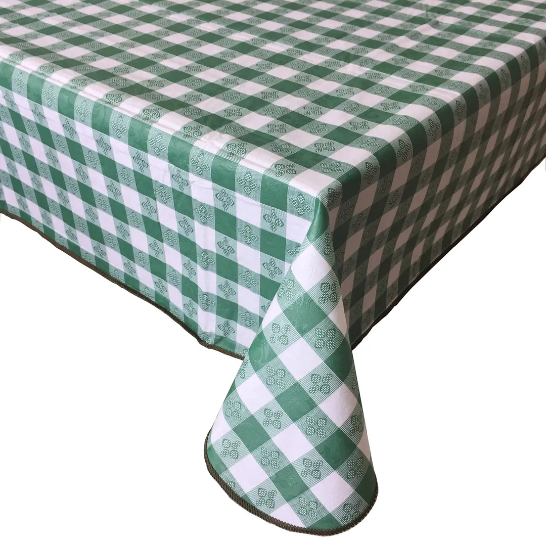 CAC China TCVG-52G Throw Table Cover, 52" x 52" Vinyl, Gingham Green, Water & Tear Resistant