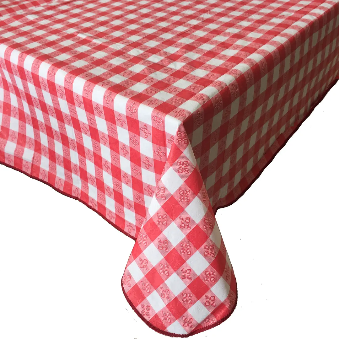 CAC China TCVG-52R Throw Table Cover, 52" x 52" Vinyl Red Gingham, Tear Resistant, Fannel Back