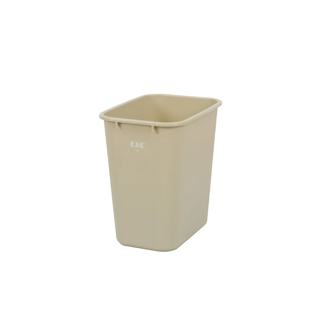 CAC China TCWB-28BG - 28 Qt (7 Gal) Trash Can, Beige Plastic, 15" Length, No Lid, Rectangle Design