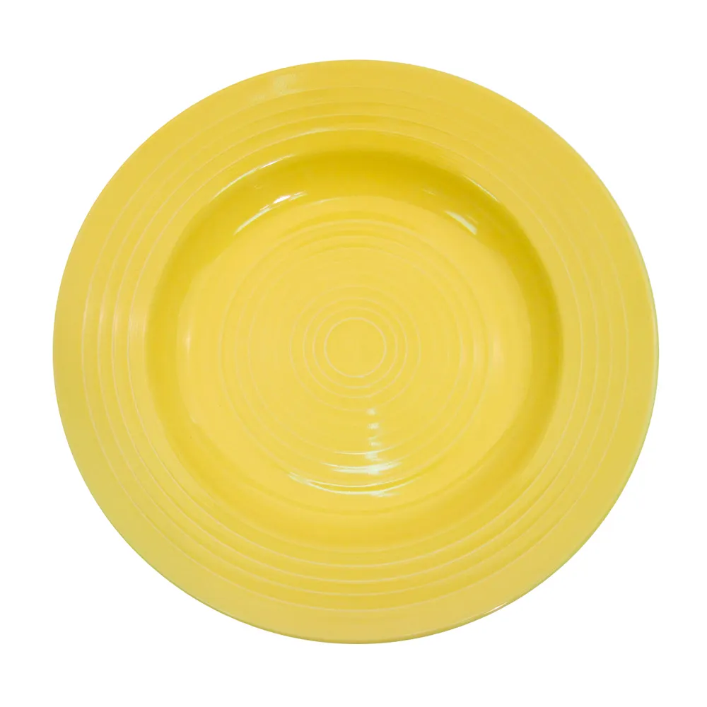 CAC China TG-120-SFL - Tango 22‑oz Porcelain Bowl, 12" Dia x 1‑7/8" H, Sunflower Embossed - 1 Dozen