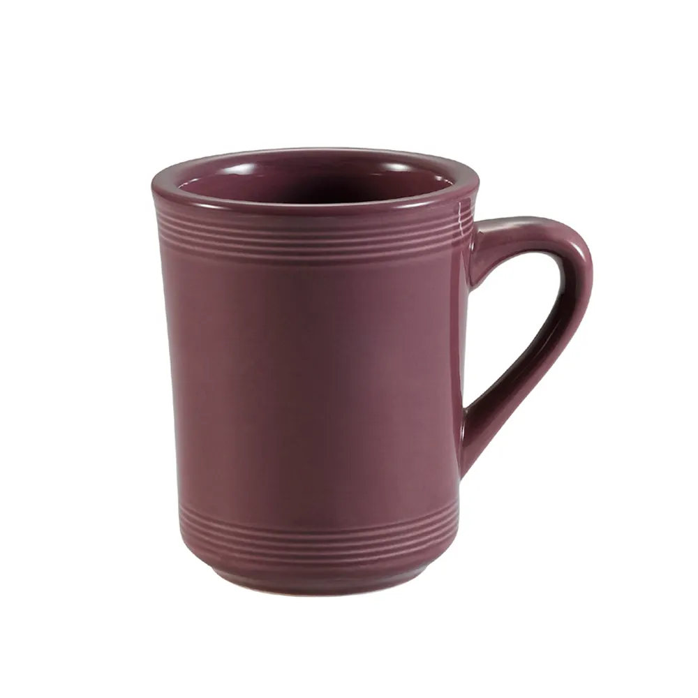 CAC China TG-17-PLM - Tango 8-oz Plum Porcelain Mug, 3-1/4" Dia x 4" H, Embossed, Dishwasher Safe - 1 Dozen