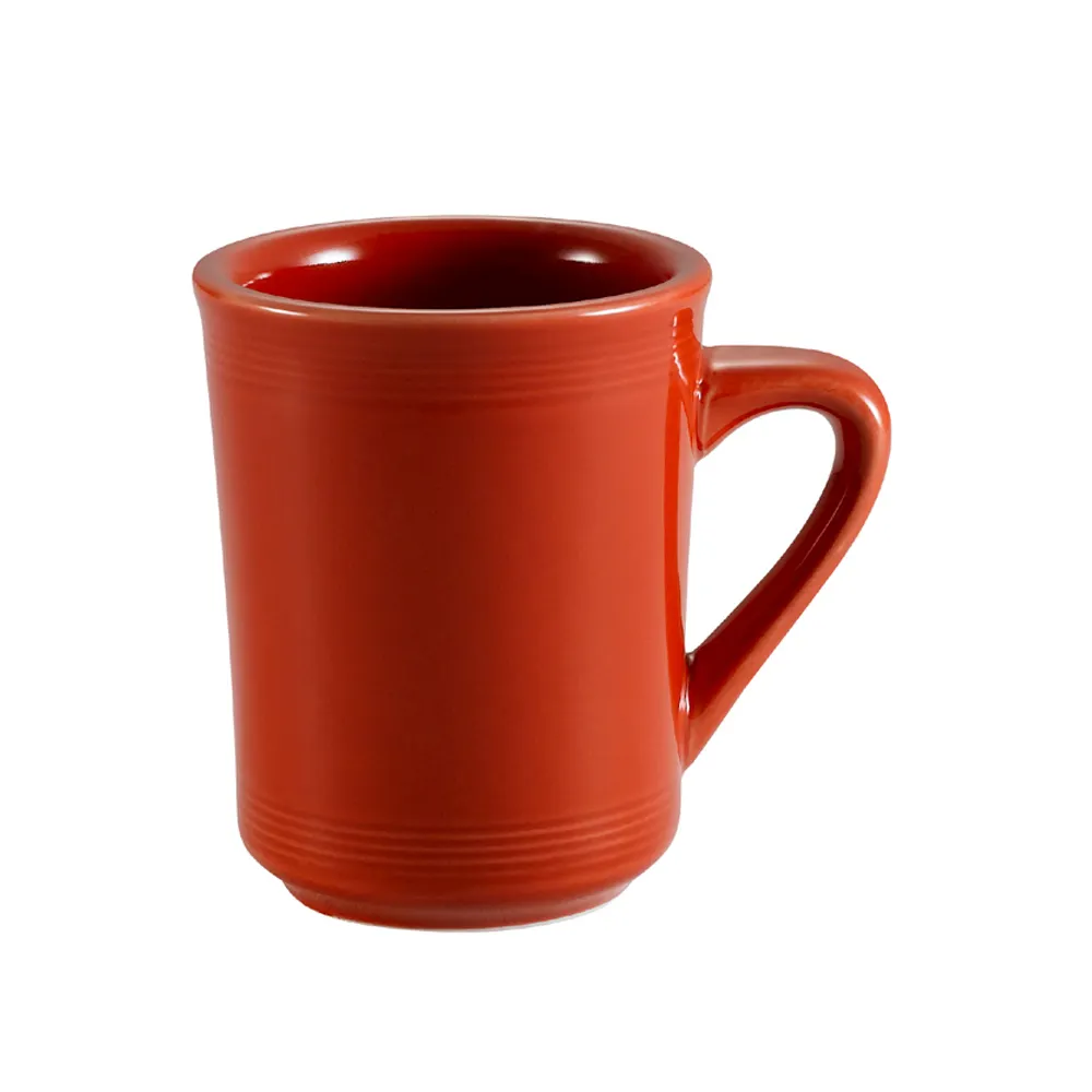 CAC China TG-17-R Tango Mug, 8-Ounce 3.25" Dia x 4" Porcelain, Red Embossed, Microwave Safe - 1 Dozen