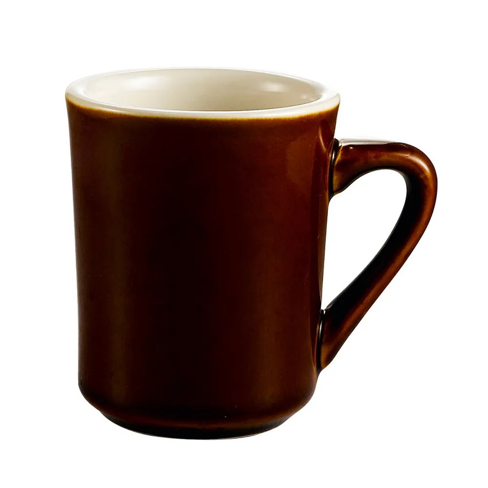 CAC China TM-8-BWN - Tierra 8 oz Mug, 3-1/2" Dia x 4" H, Ceramic Brown/White, Microwave Safe - 1 Dozen