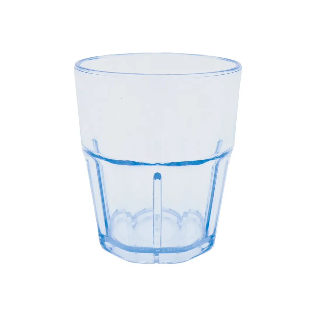 CAC China TMLH-9 Tropical 9 oz Plastic Tumbler, Fluted SAN, Blue Tint, Dishwasher Safe - 1 Dozen