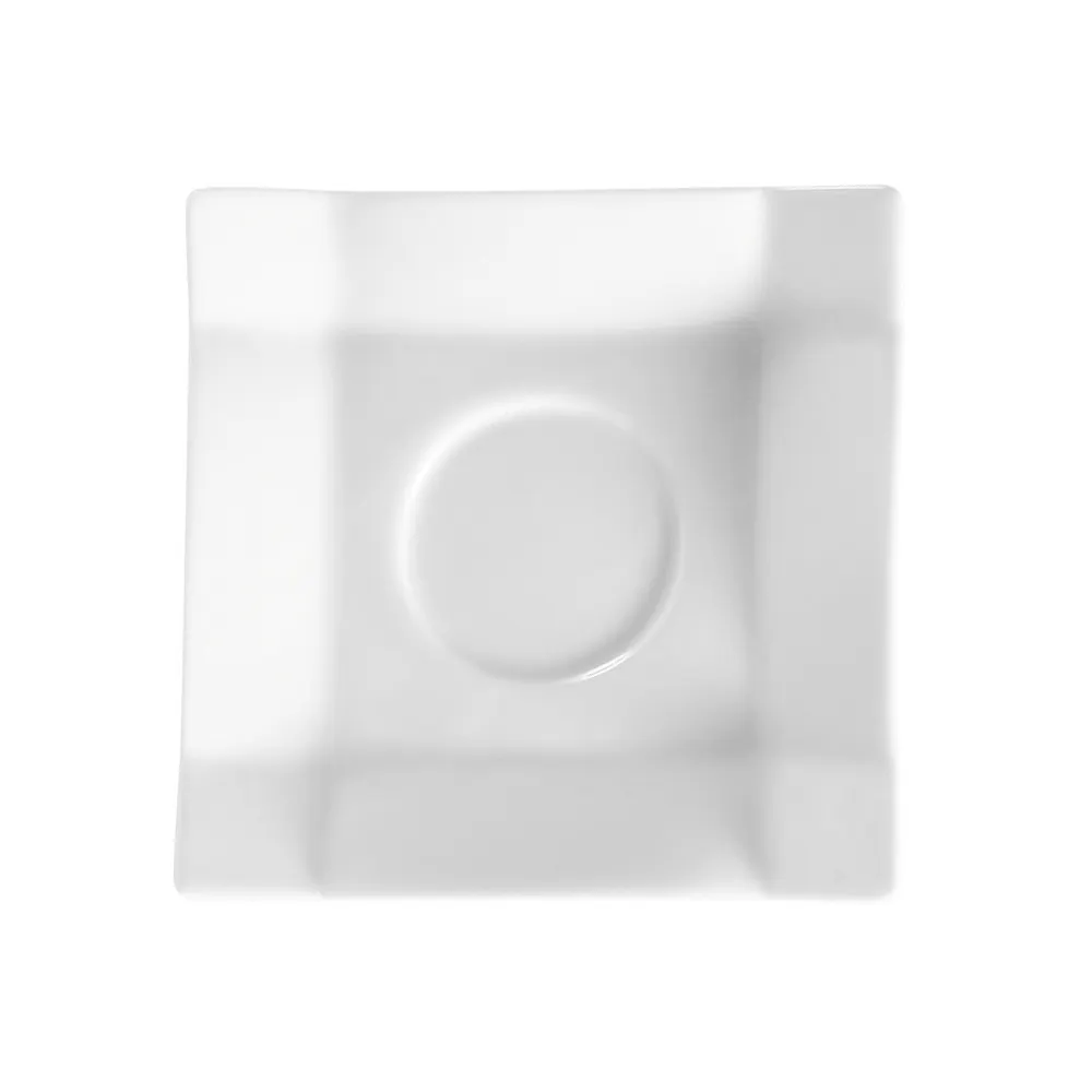 CAC China TMS-2 Times Square Square Saucer, 5" x 5" Porcelain, Super White, Dishwasher Safe - 1 Dozen