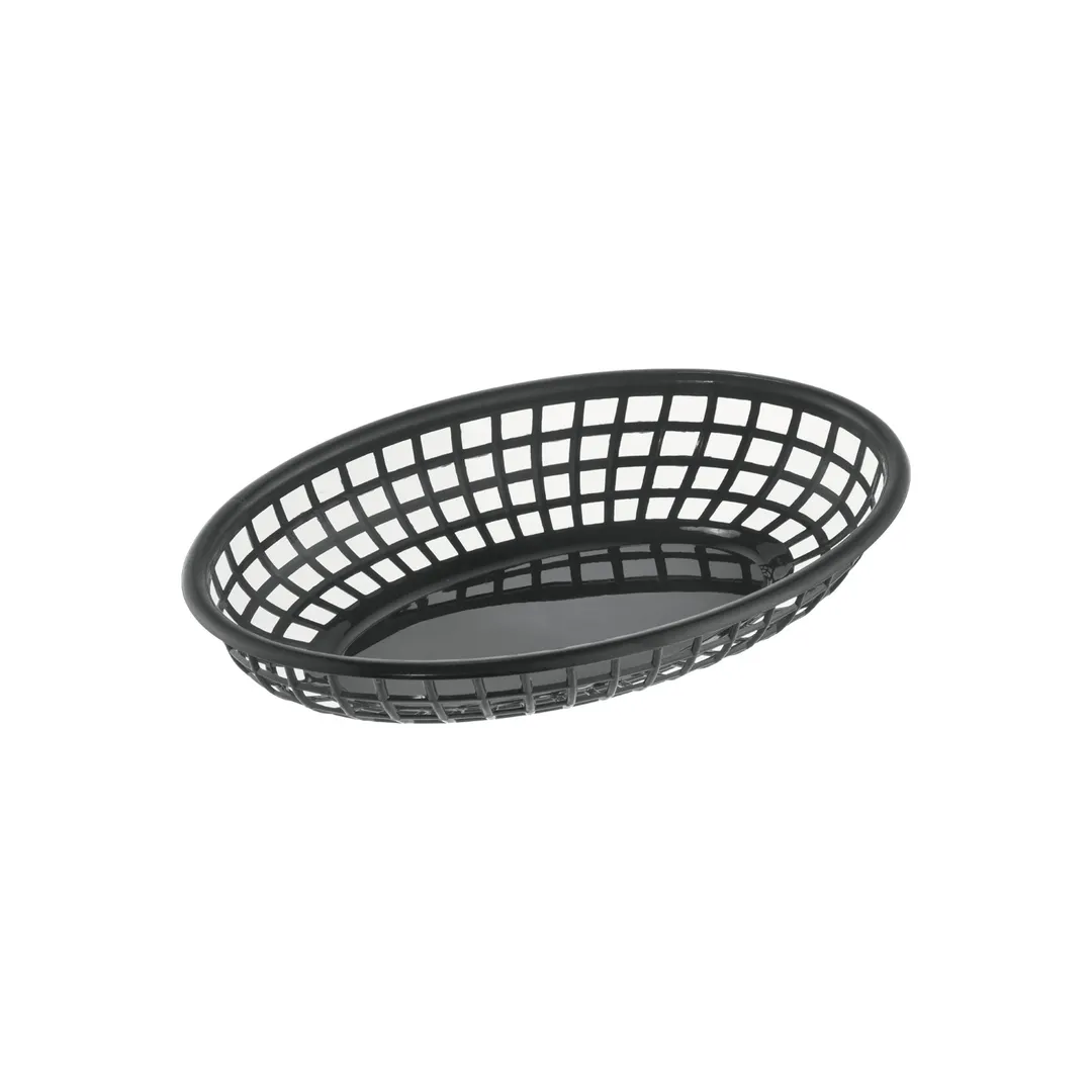 CAC China TTFB-09BK Fast Food Basket, Oval 9" Black Polypropylene, 9-1/4" Length - 1 Dozen