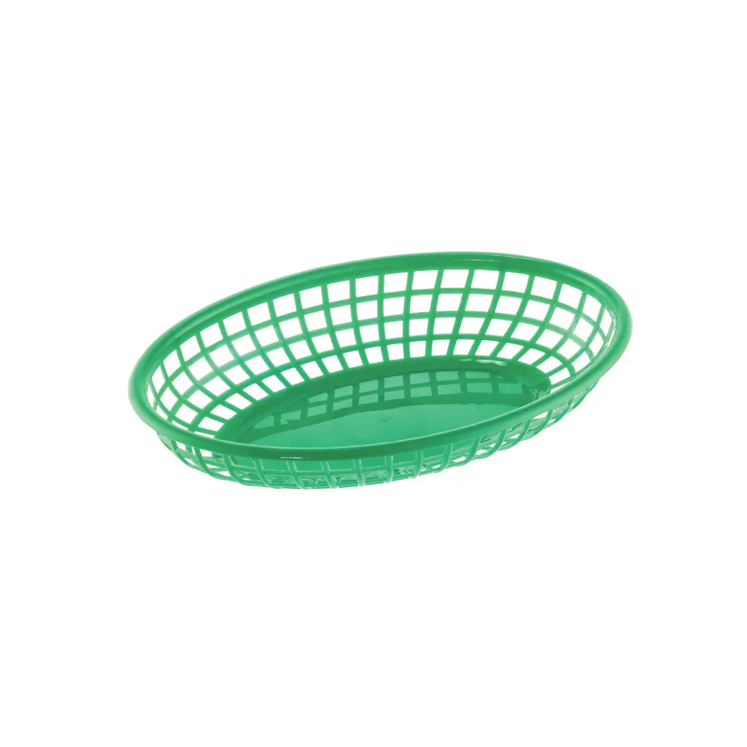 CAC China TTFB-09GN - Oval Fast Food Basket, 9" Green Polypropylene, 9-1/4" Length - 1 Dozen