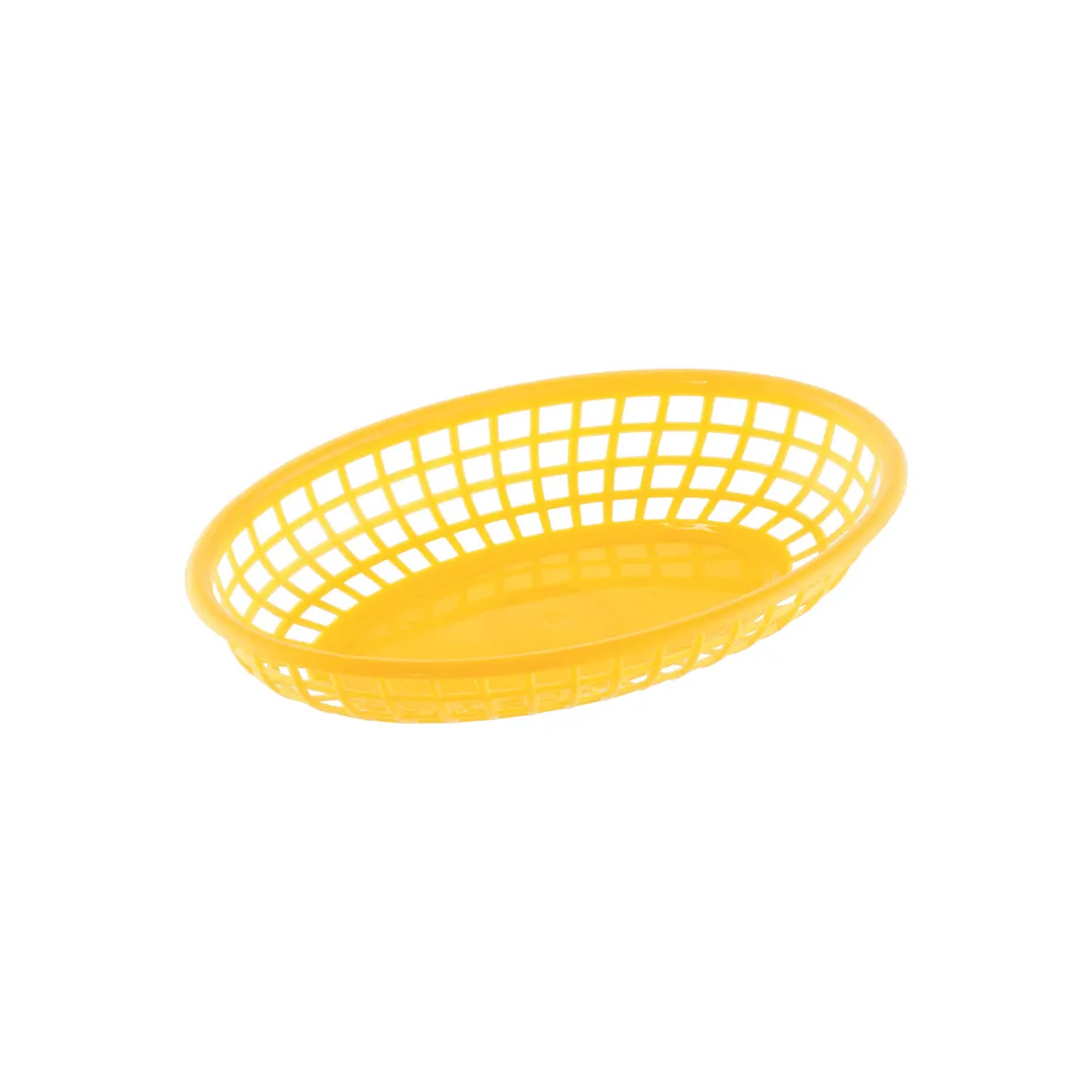 CAC China TTFB-09YL Fast Food Basket, Oval 9" Yellow Polypropylene Basket, 9-1/4" Length - 1 Dozen