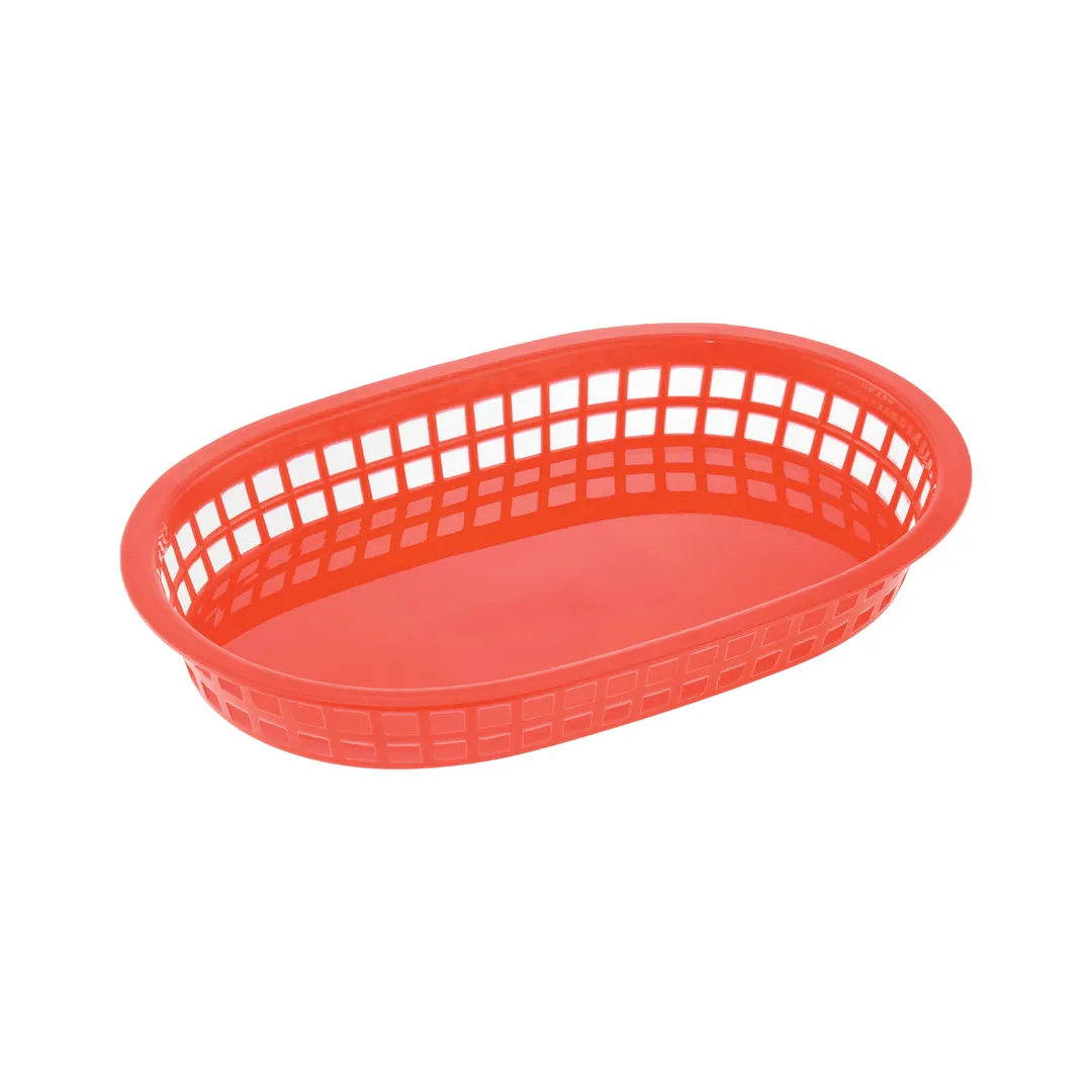 CAC China TTFB-10RD Fast Food Basket, Restaurant 10" Oblong Polypropylene, Red, 1 Dozen
