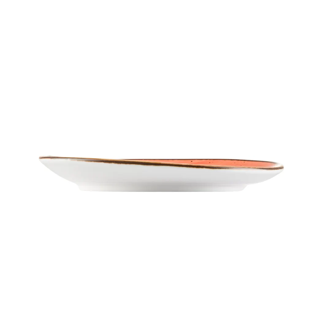 CAC China TUS-2-CRL Tucson Saucer, 6-1/4" x 5⅞" Round Porcelain, Coral Glaze, Dishwasher Safe - 1 Dozen