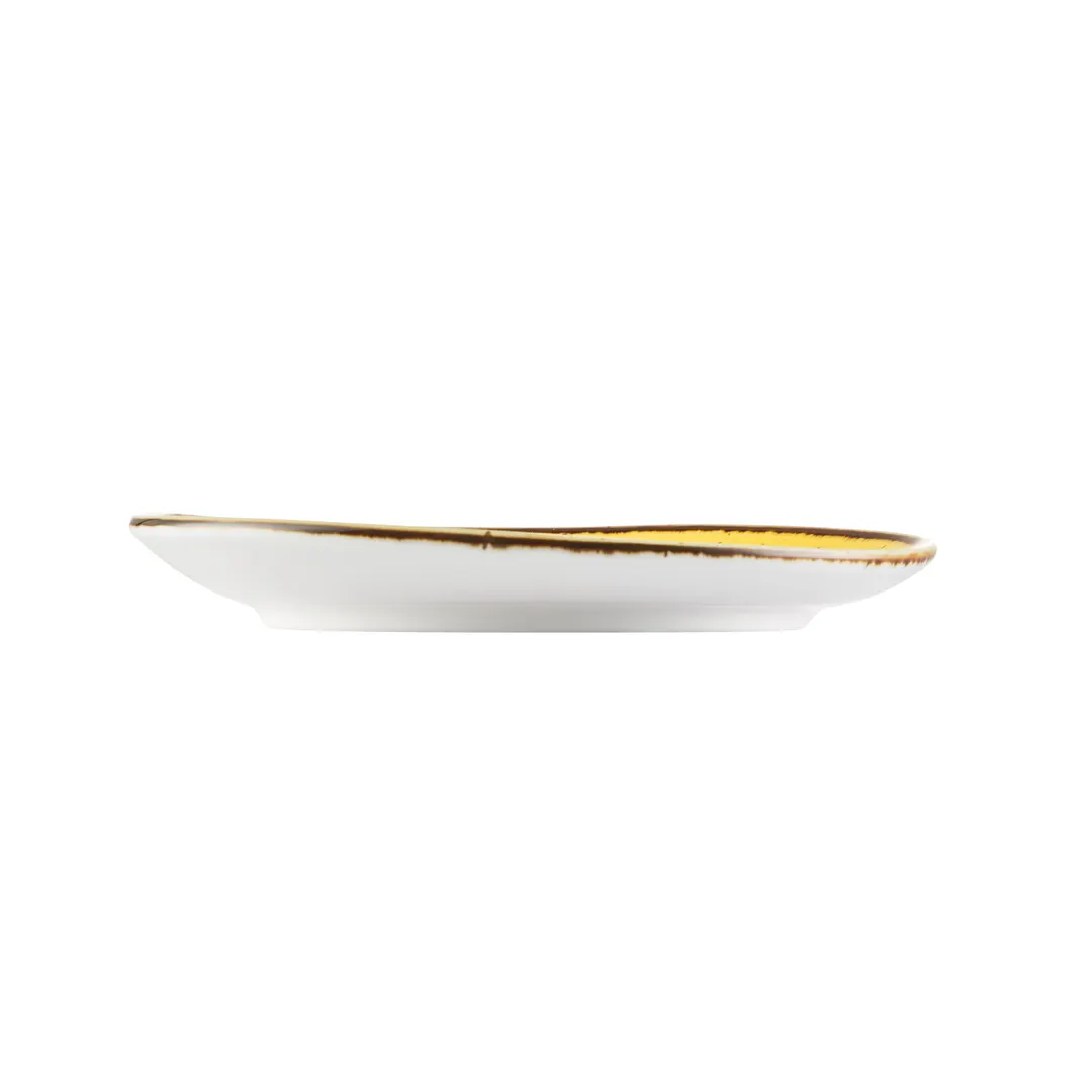 CAC China TUS-2-SFL Tucson Saucer 6-1/4" x 5-3/4" Porcelain Sunflower Glaze, Dishwasher Safe - 1 Dozen