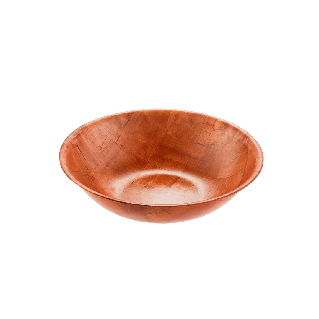 CAC China TWSB-12 12" Round Wooden Bowl, Woven Wood, Stain, Acid, Oil, Odor-Resistant Finish