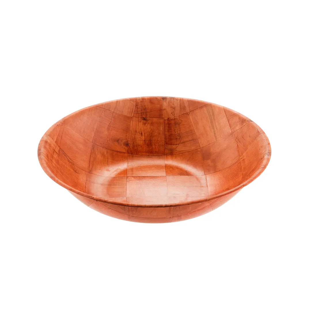 CAC China TWSB-16 16" Round Wooden Bowl, Woven Wood, Stain, Acid, Oil & Odor Resistant