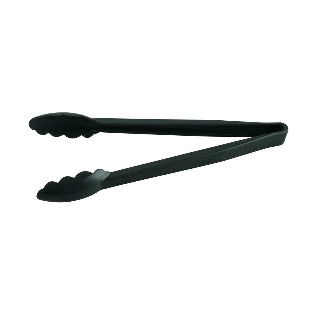 CAC China UTKU-12BK Utility Tongs – 12"-13" Length, Plastic Construction, Black Non‑Coated Handle