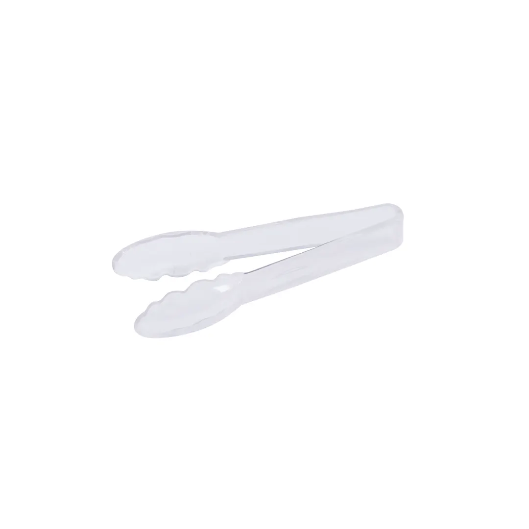 CAC China UTKU-6C Utility Tongs – 6" Length, Clear Plastic, Non‑Coated Handle, 3‑9" Grip