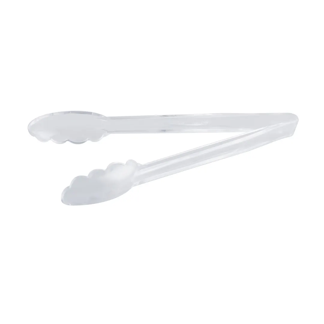 CAC China UTKU-9C Utility Tongs, 9"L, Plastic, Clear, Non‑Coated Handle for Kitchen Use