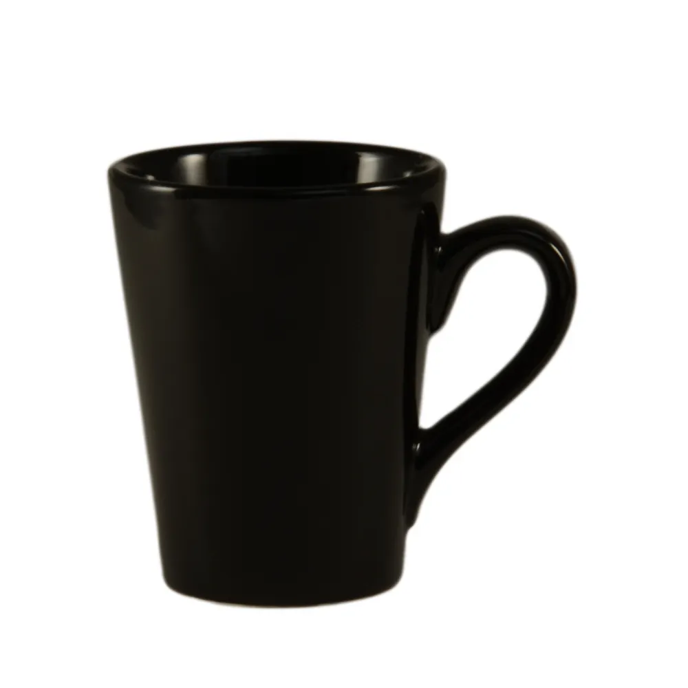 CAC China VC-12-BLK - Victory Mug, 12 oz, 3.5" Dia x 4.375" H, Ceramic Black Microwave Safe- 1 Dozen