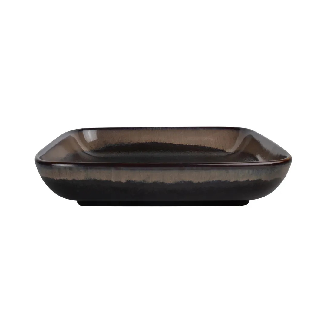 CAC China VEN-SQ3 - Venus Pasta Bowl, 8" Square, 32 oz Porcelain, Black/Desert Beige, 1 Dozen