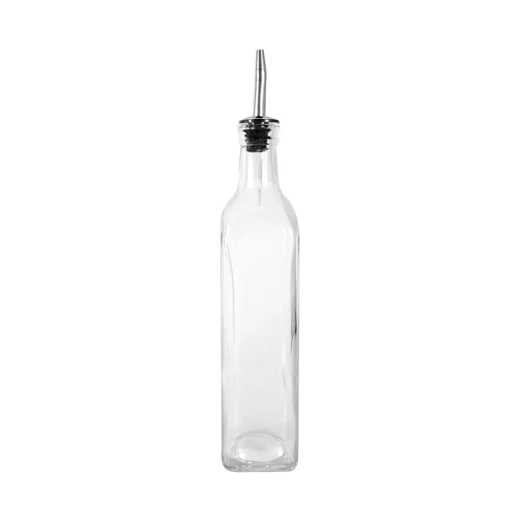 CAC China W3SQ-16BT Oil & Vinegar Cruet Bottle, 16 oz Lead-Free Glass with Stainless Steel Pourer
