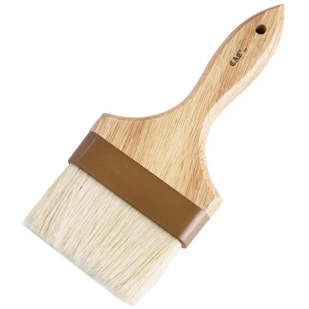 CAC China WPPB-40 Pastry Brush, 4" Boar Bristle, Wood Handle, Water-Resistant ABS Ferrule