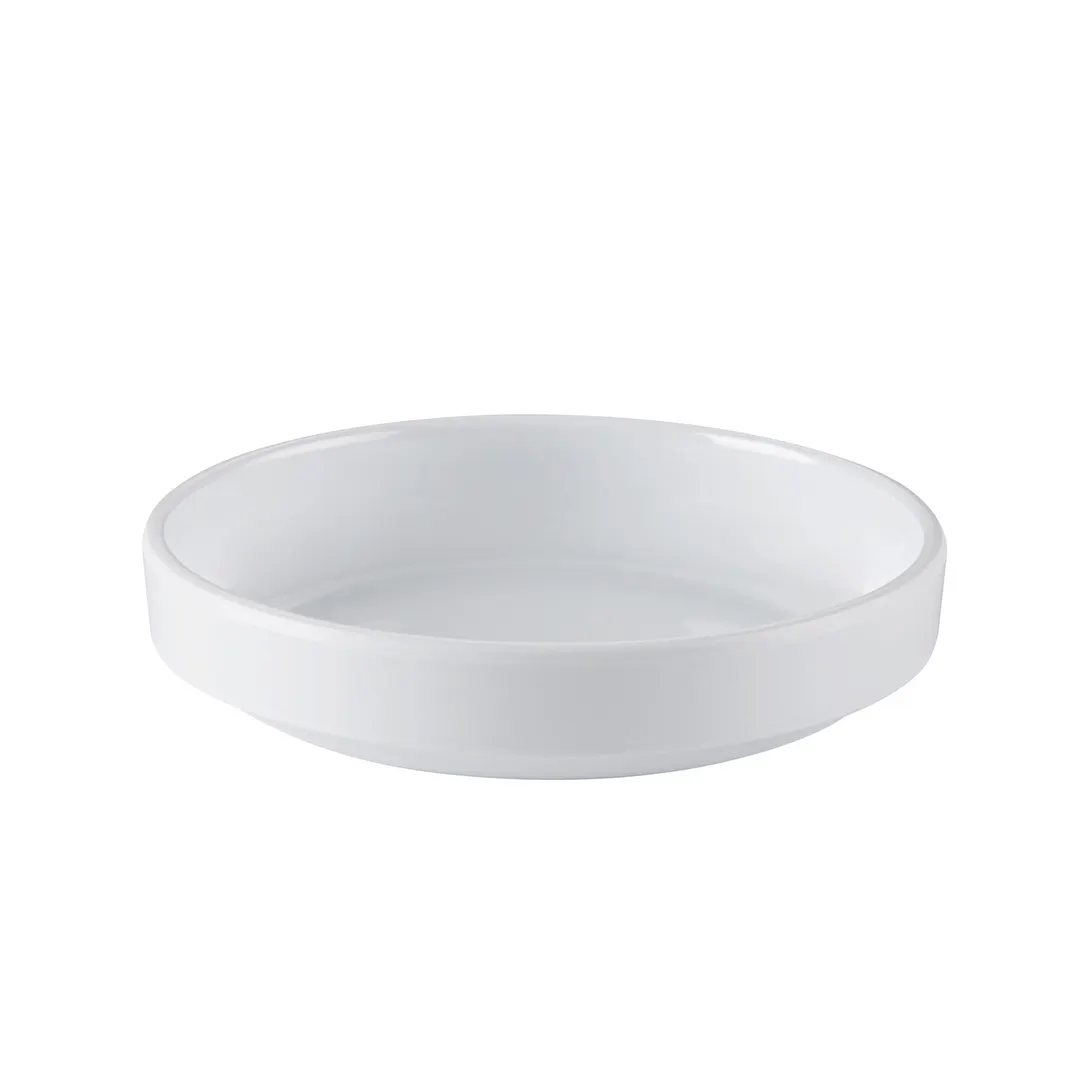 CAC China XKRW-S6 Small Dish, 6" Round White Melamine Plate, 15.5 oz, Stackable, 1 Dozen