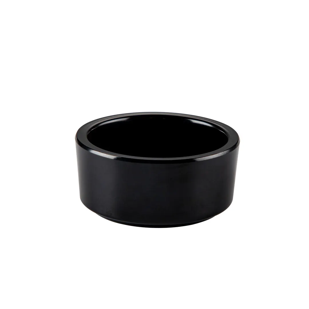 CAC China XRKF-2S-BLK Ramekin, 2 oz (2‑1/2" Dia. x 1‑1/8" H), Black Melamine, Stackable - 1 Dozen