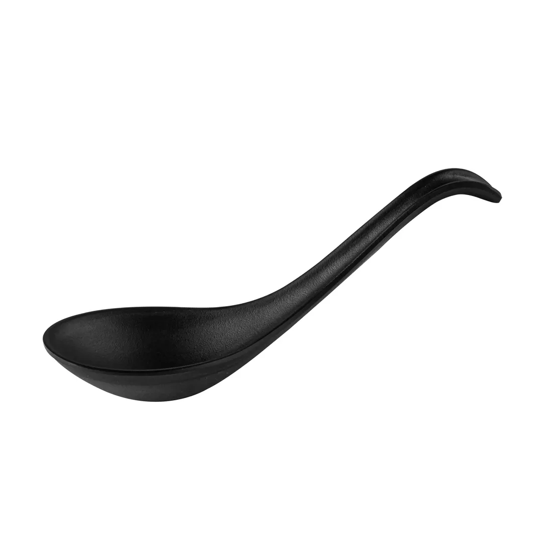 CAC China XSPN-58-MK Soup Spoon, 0.4oz Capacity, 5"-5-3/4" Length, Matte Black Plastic, - 1 Dozen