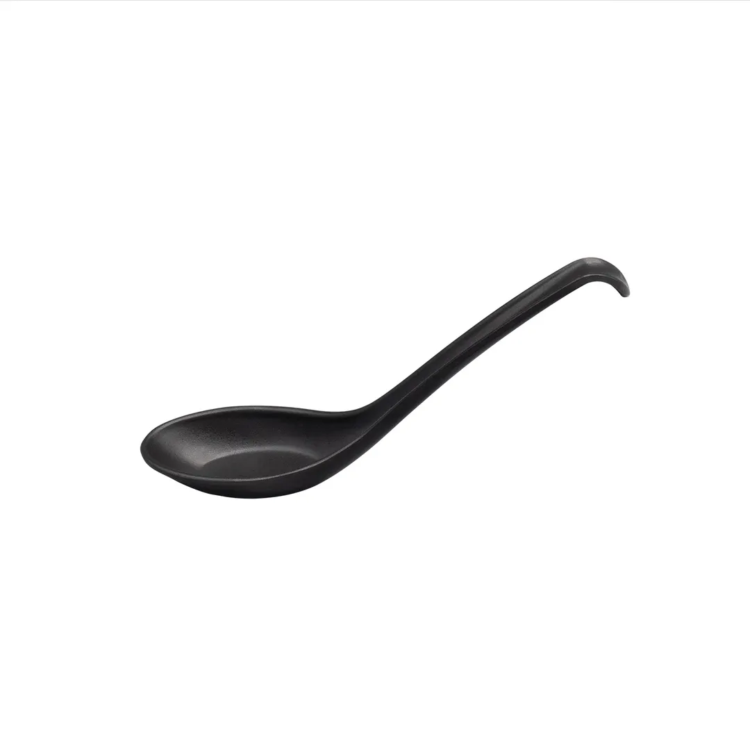 CAC China XSPN-65-MK Soup Spoon, 0.5oz Capacity, 6-1/2" Length, Matte Black Plastic - 1 Dozen