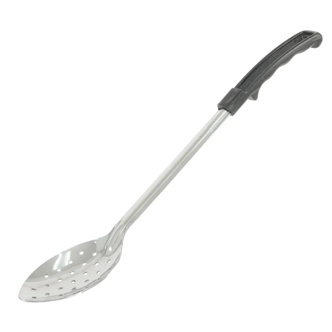 CAC China SBSP-13BH Perforated Basting Spoon, 13" Long, Stainless Steel with Bakelite Handle, Black