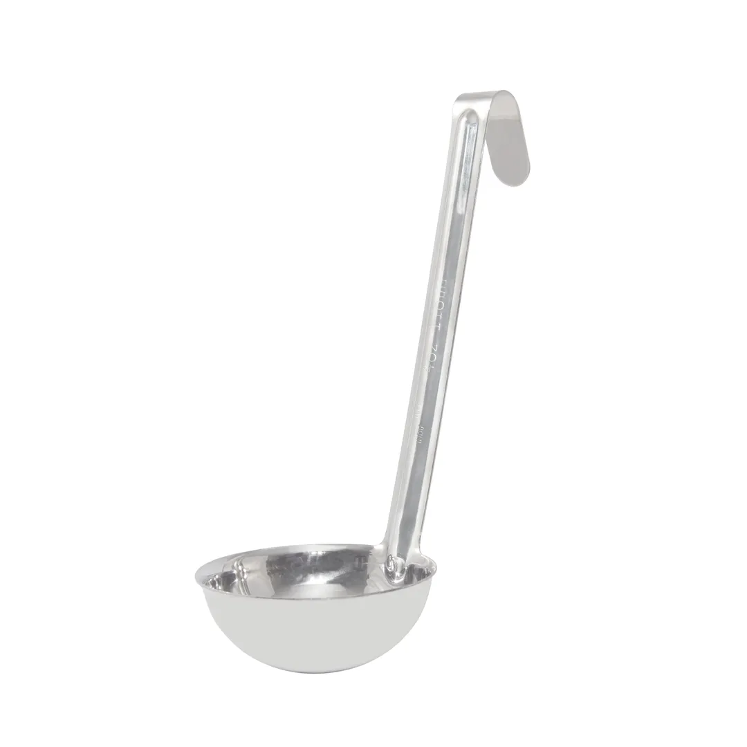 CAC China SLD6-40 Ladle, 4 oz. Bowl, 6" Hooked Handle, One-Piece, Stainless Steel