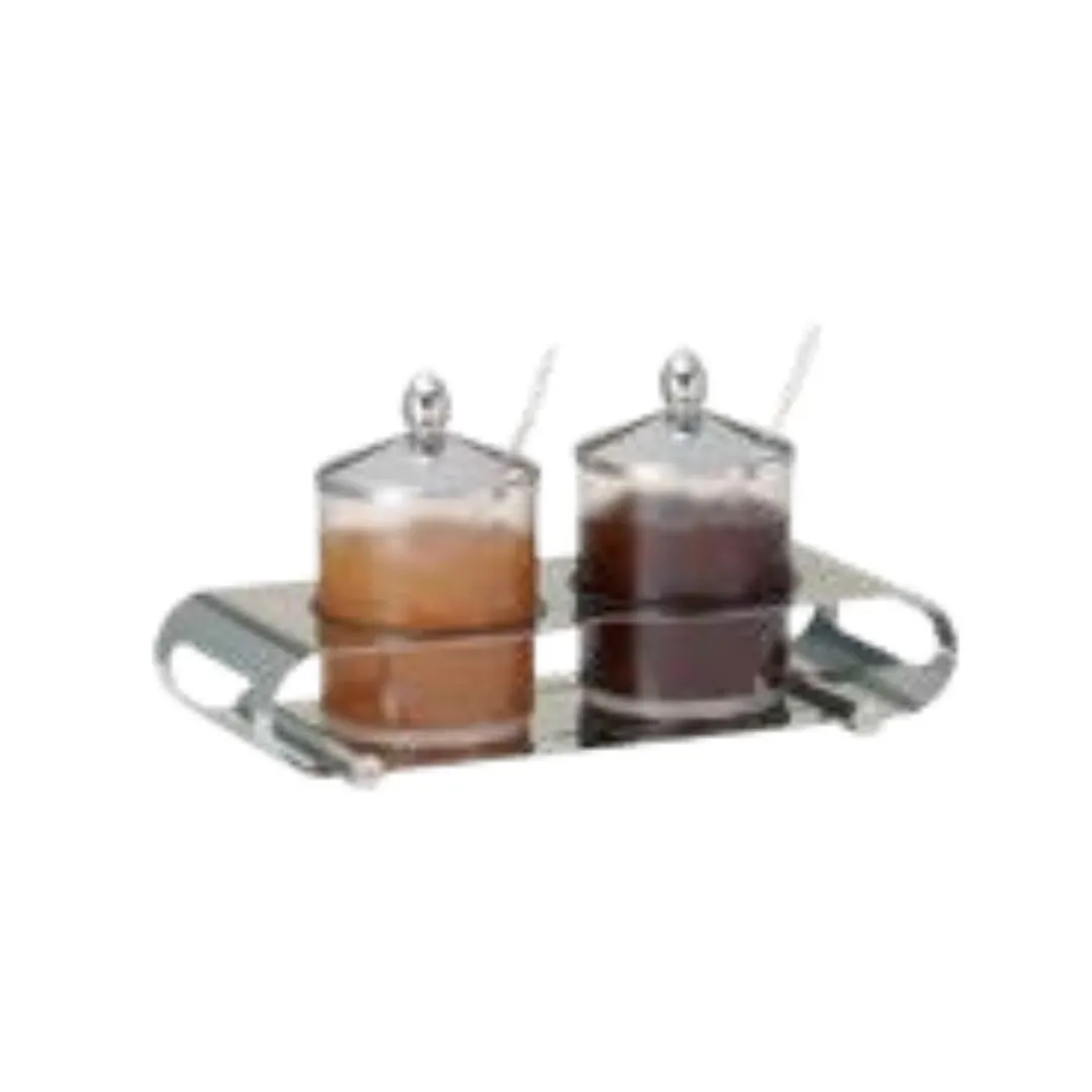GET ECO012E005 Frilich Elegance Jam Bar Duo 2‑Comp Silver Set 0.63 Qt SAN Containers Stainless Base