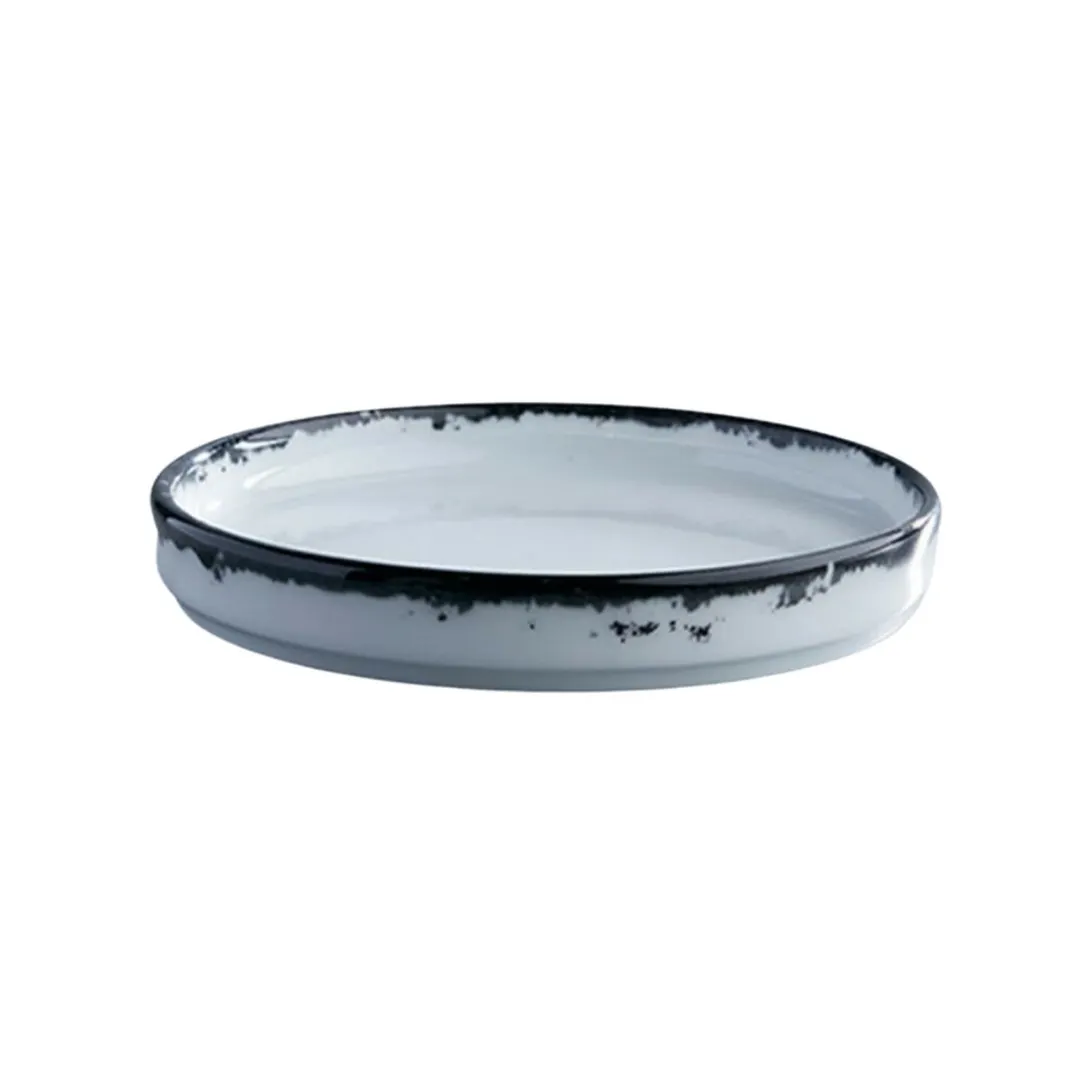 GET PA1007991512 7" Porcelain Plate, Corona Ink, Scratch-Resist, Microwave Safe Oven Safe - 1 Dozen