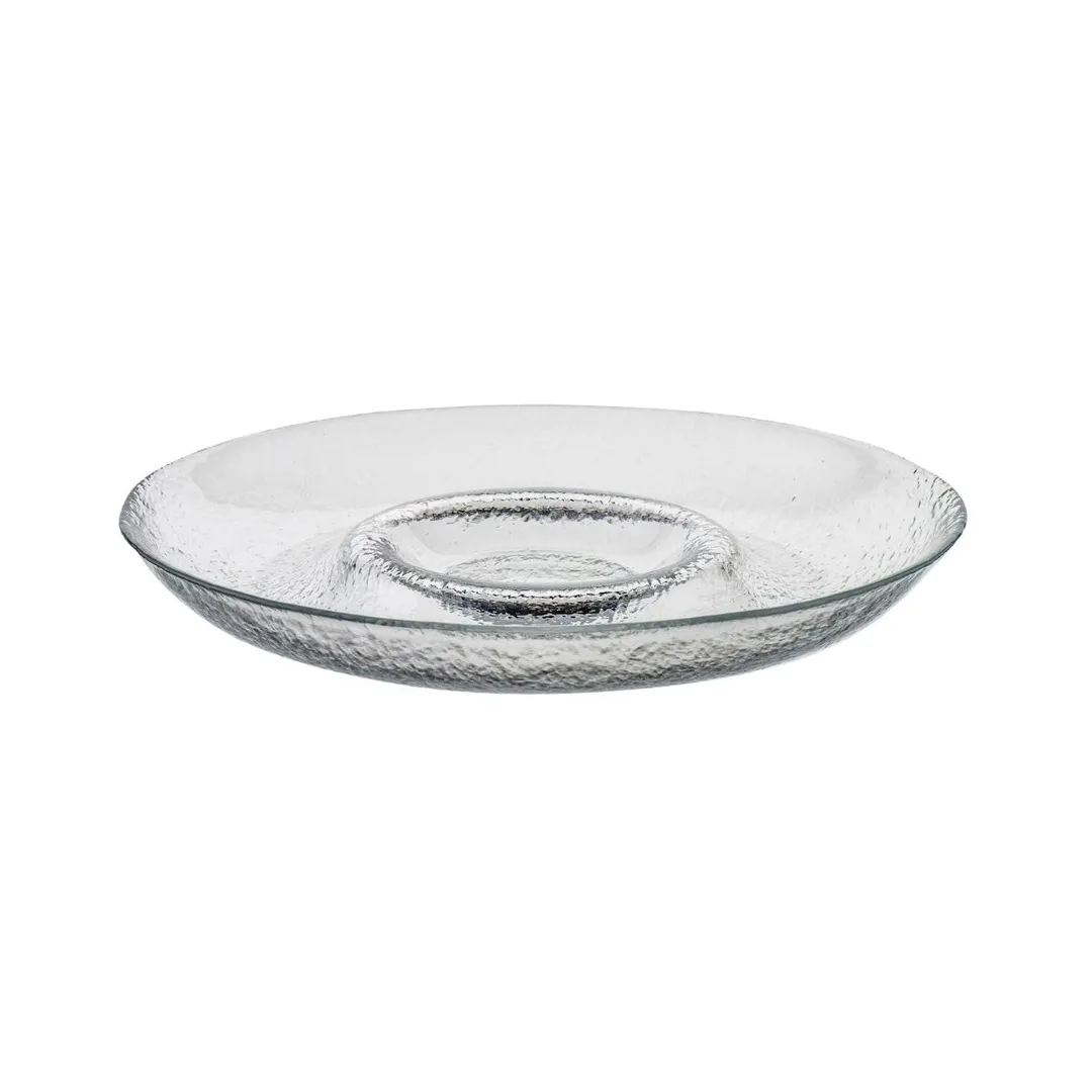 Mikasa 2246-1 Ardacam Chip N Dip Plate, 14.7" Round Clear Glass, Estonia Dinnerware