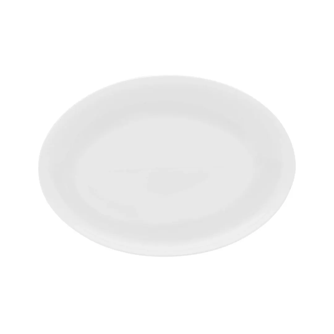 Mikasa 5304750 Lola Plate, Oval, 14"W x 10"D, Bone China, White, Dishwasher Safe, Elegant Dinnerware