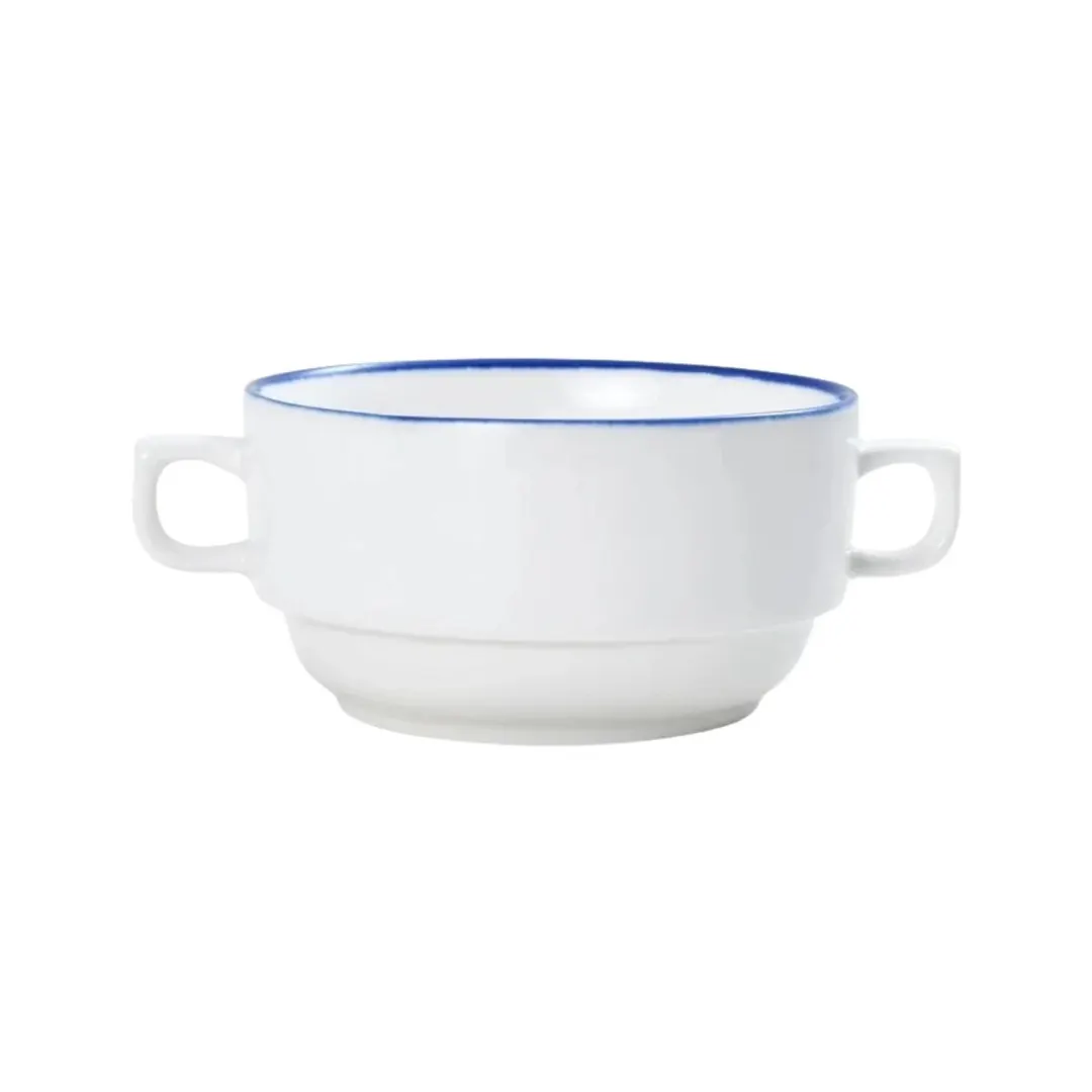 Mikasa 5305732 Bistro Cream Soup Cup, 11.2 oz., 4.3", Pin Blue, Porcelain