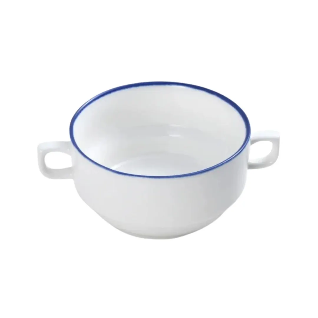 Mikasa 5305732 Bistro Cream Soup Cup, 11.2 oz., 4.3", Pin Blue, Porcelain