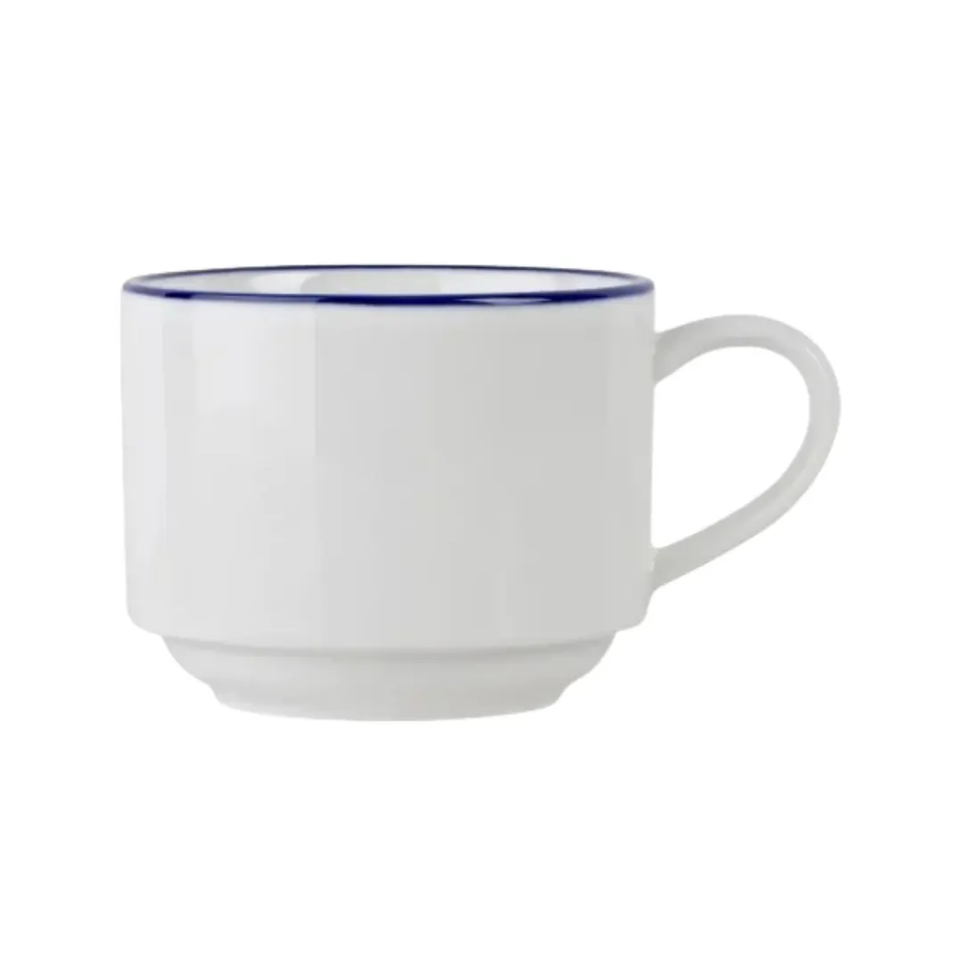 Mikasa 5305734 Bistro Cup, 3 oz, Pin Stripe Blue, Porcelain China Cup