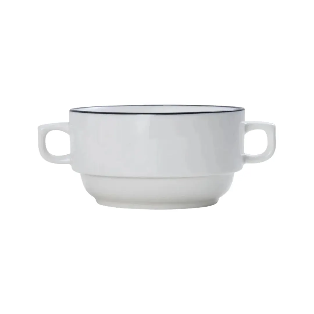 Mikasa 5305863 Bistro Cream Soup Cup, 11.2 oz., 4.3", Porcelain, Pin Black