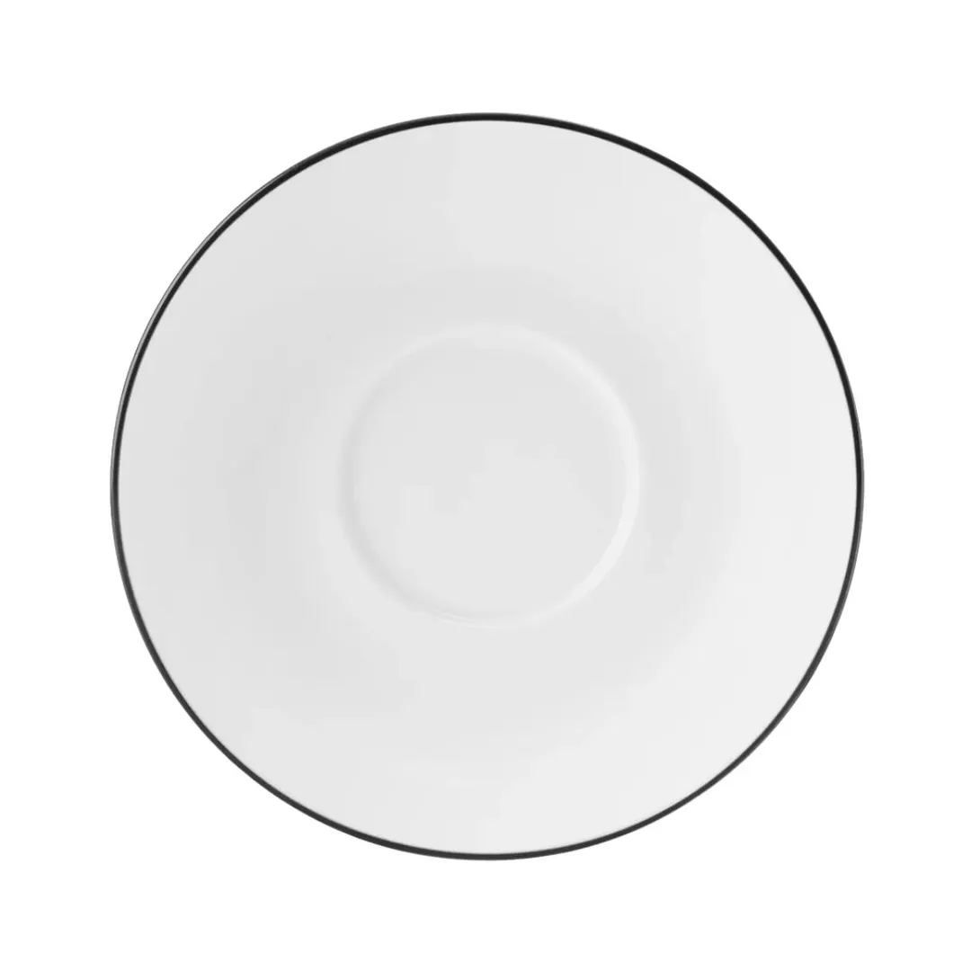Mikasa 5305865 China Bistro Saucer, 6.29" Diameter, Elegant Pin Black Porcelain for Dinnerware Sets
