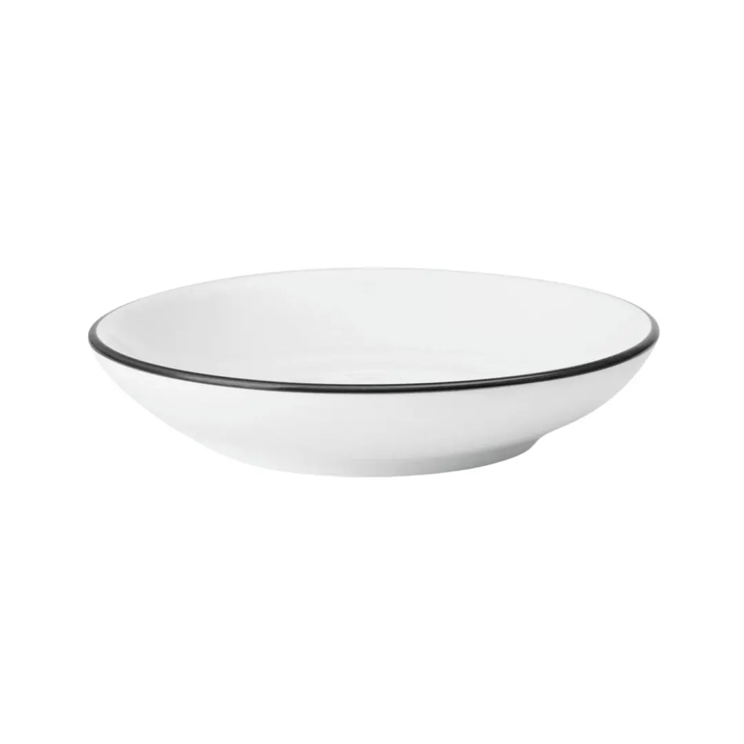 Mikasa 5305865 China Bistro Saucer, 6.29" Diameter, Elegant Pin Black Porcelain for Dinnerware Sets
