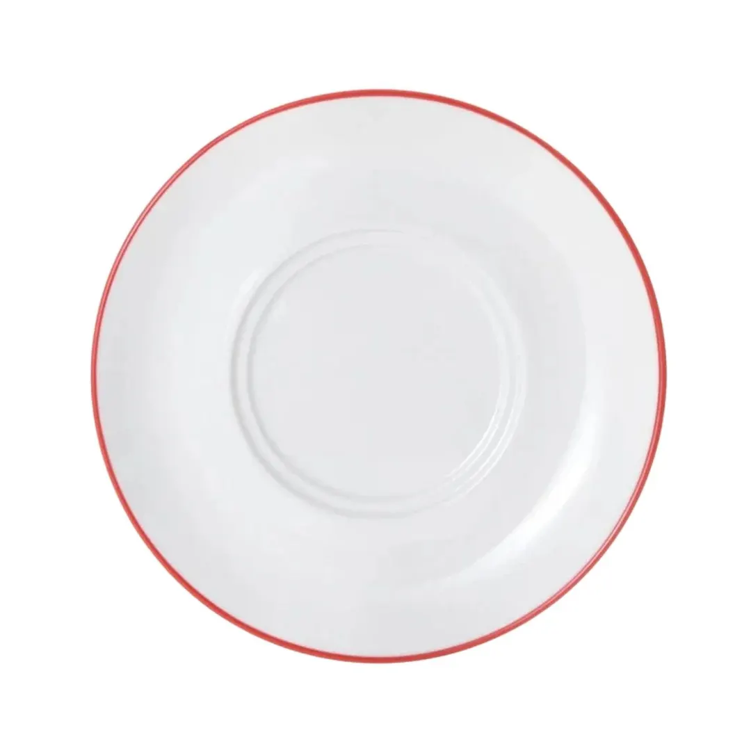 Mikasa 5305872 Bistro Saucer, 6.29" Diameter Porcelain Cup, Pin Red - China Dinnerware