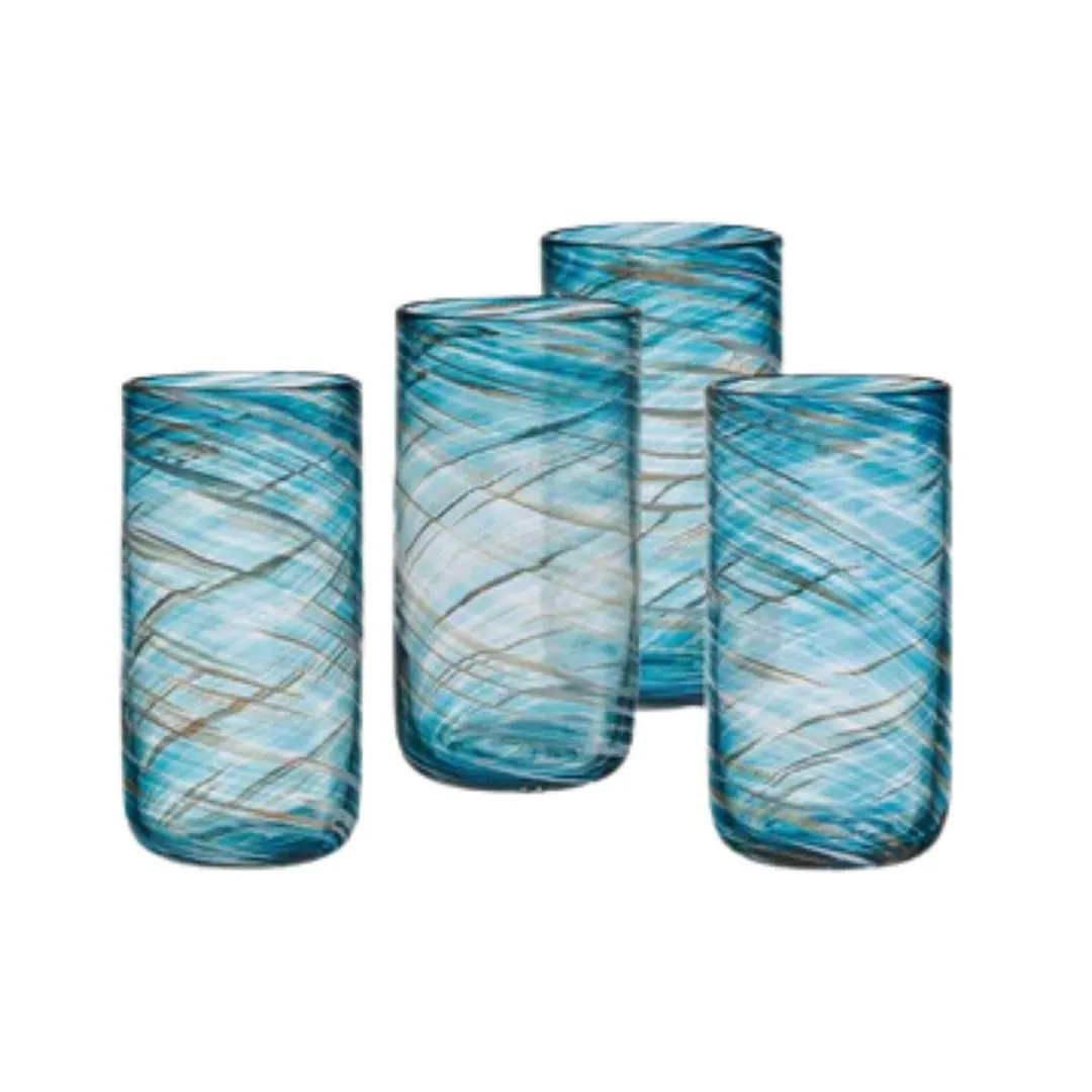 Mikasa 5308415 Breeze Hi Ball Glass, 18 Oz, 3.11"W x 3.11"D x 6.10"H, Blue, Glass