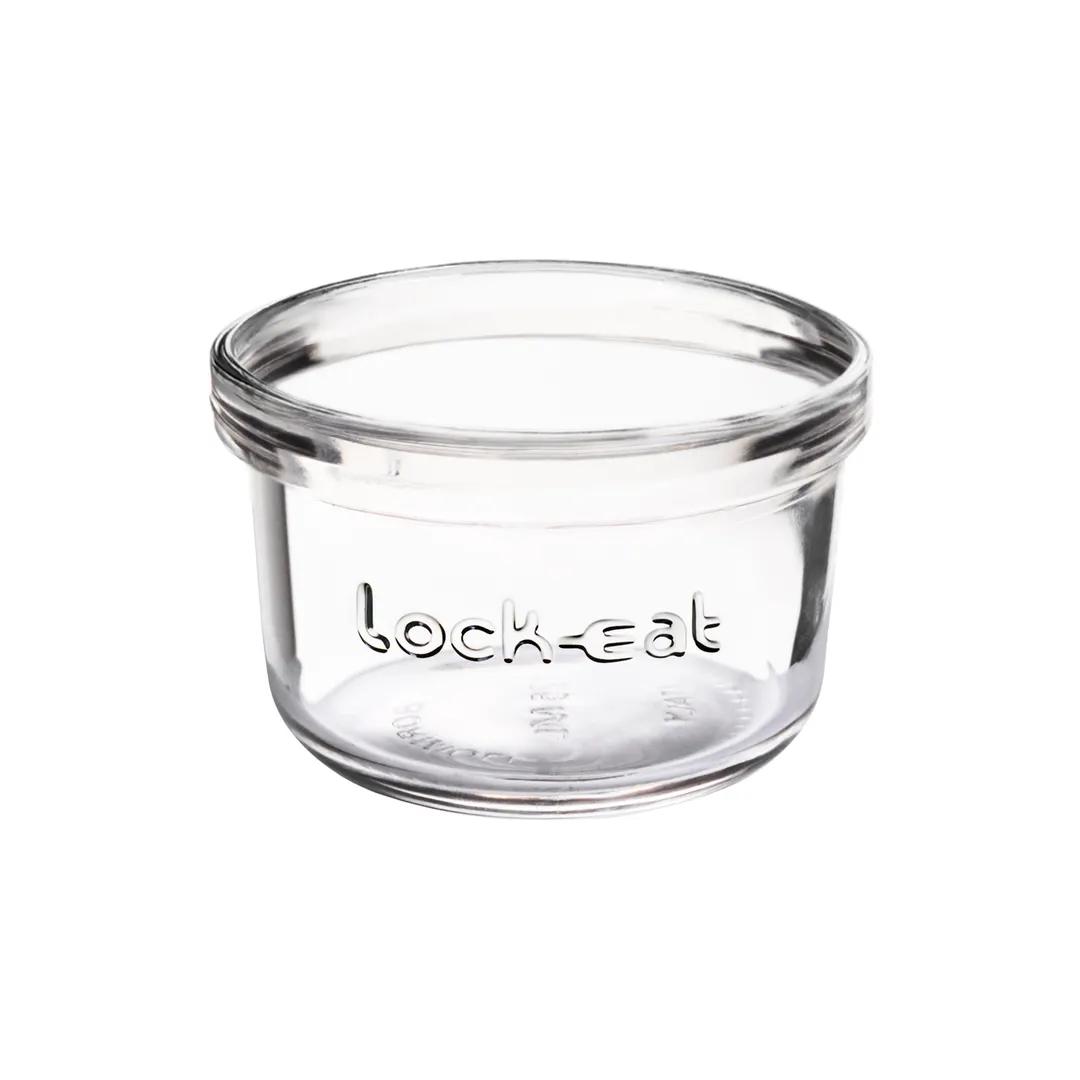 Steelite LB1166601 Glass Storage Jar, 4.25 oz (3.25" x 2.25"), Lock Eat Lid, Soda Lime, - 1 Dozen