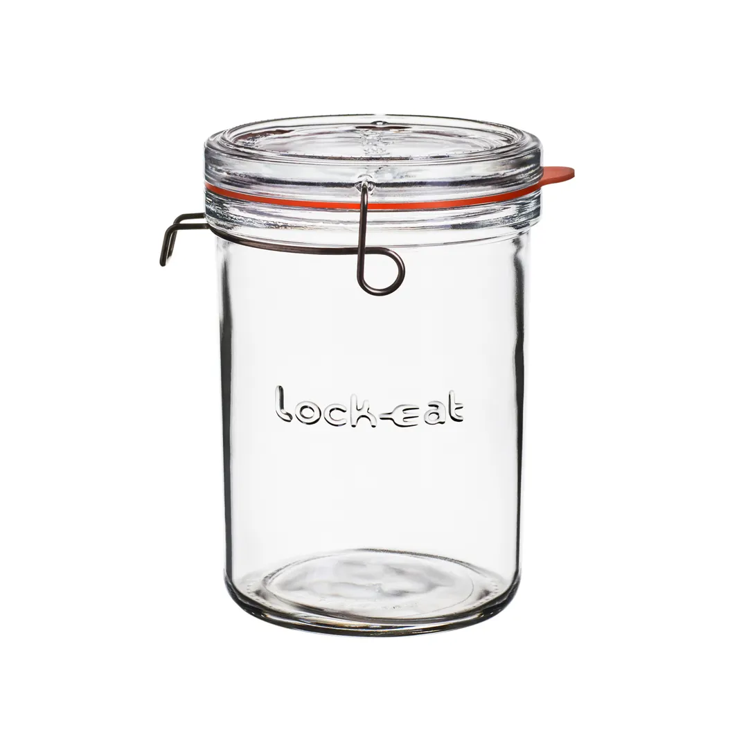Steelite LB1216101 Glass Storage Jar, 34 oz (4.75" x 6.75"), Lid, Soda Lime Glass, - 6/Case
