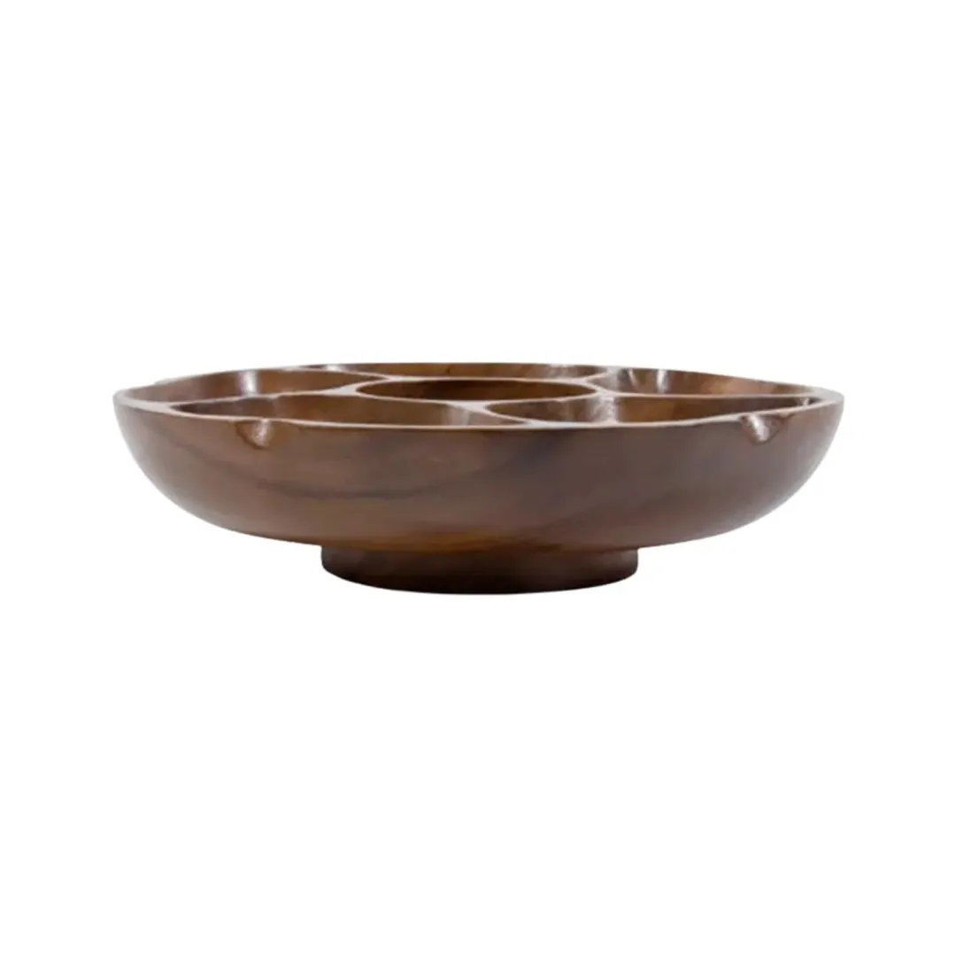 Town 51306 PU-PU Platter, 14" Diameter, 5-Compartment Serving Tray, Polyurethane Finish